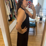 Robe longue dos nu en lin à col halter Tahiti - Terre - DES PETITS HAUTS
