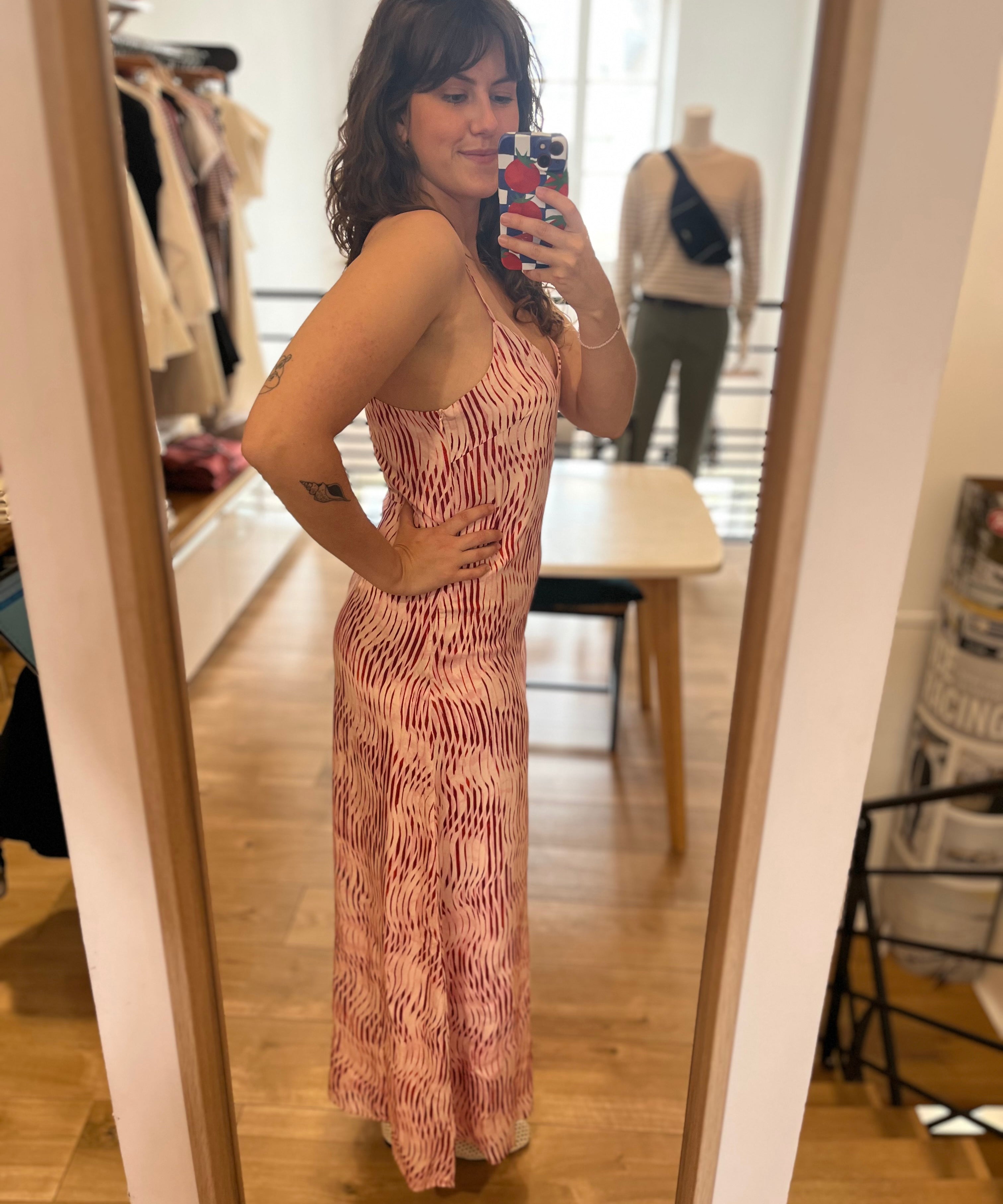 Robe longue imprimée à bretelles Cesaria - Rose - SUNCOO