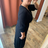 Robe longue manches smockées - Noire - IKKS WOMEN