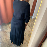 Robe longue manches smockées - Noire - IKKS WOMEN