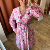 Robe midi imprimé fleuri Marilene - Le Pacha Pink - FABIENNE CHAPOT
