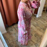 Robe midi imprimé fleuri Marilene - Le Pacha Pink - FABIENNE CHAPOT