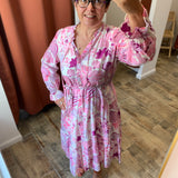 Robe midi imprimé fleuri Marilene - Le Pacha Pink - FABIENNE CHAPOT