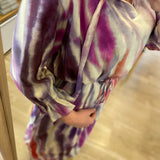 Robe midi trapèze à rayures aquarelle Cosmic - Mauve - SUNCOO