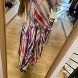 Robe midi trapèze à rayures aquarelle Cosmic - Mauve - SUNCOO