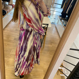 Robe midi trapèze à rayures aquarelle Cosmic - Mauve - SUNCOO