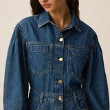 Robe chemise longue en jean Loreen - Stone - DES PETITS HAUTS