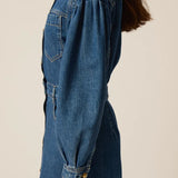 Robe chemise longue en jean Loreen - Stone - DES PETITS HAUTS