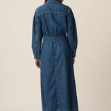 Robe chemise longue en jean Loreen - Stone - DES PETITS HAUTS