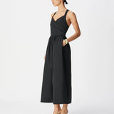 Robe chic en taffetas à bretelles croisées B330535 - Noire - DES PETITS HAUTS