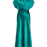 Robe cocktail satinée avec nœud à la taille Objlia - Vert émeraude - OBJECT