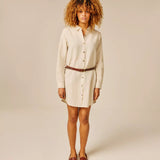 Robe courte chemise en lin Tarmore - Sable - SUN VALLEY FEMME