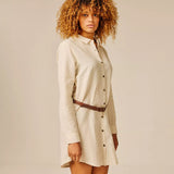 Robe courte chemise en lin Tarmore - Sable - SUN VALLEY FEMME