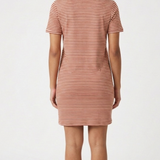 Robe courte droite rayée Teilay - Argile rouge - SUN VALLEY FEMME