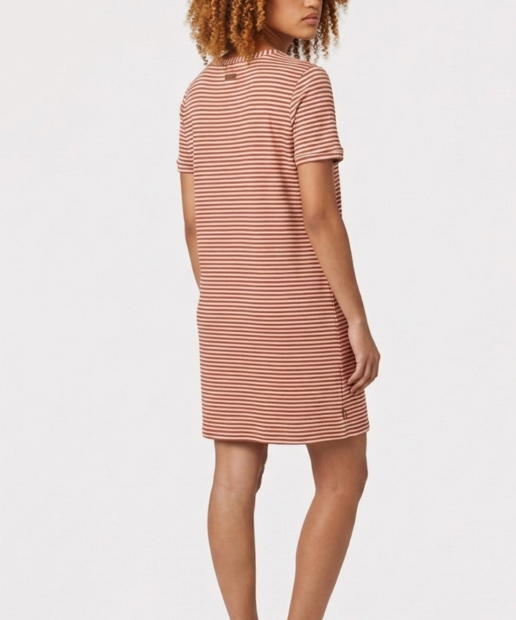 Robe courte droite rayée Teilay - Argile rouge - SUN VALLEY FEMME