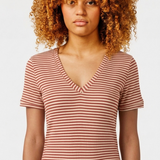 Robe courte droite rayée Teilay - Argile rouge - SUN VALLEY FEMME