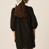 Robe courte en broderie anglaise florale Sophocle - Noir - DES PETITS HAUTS
