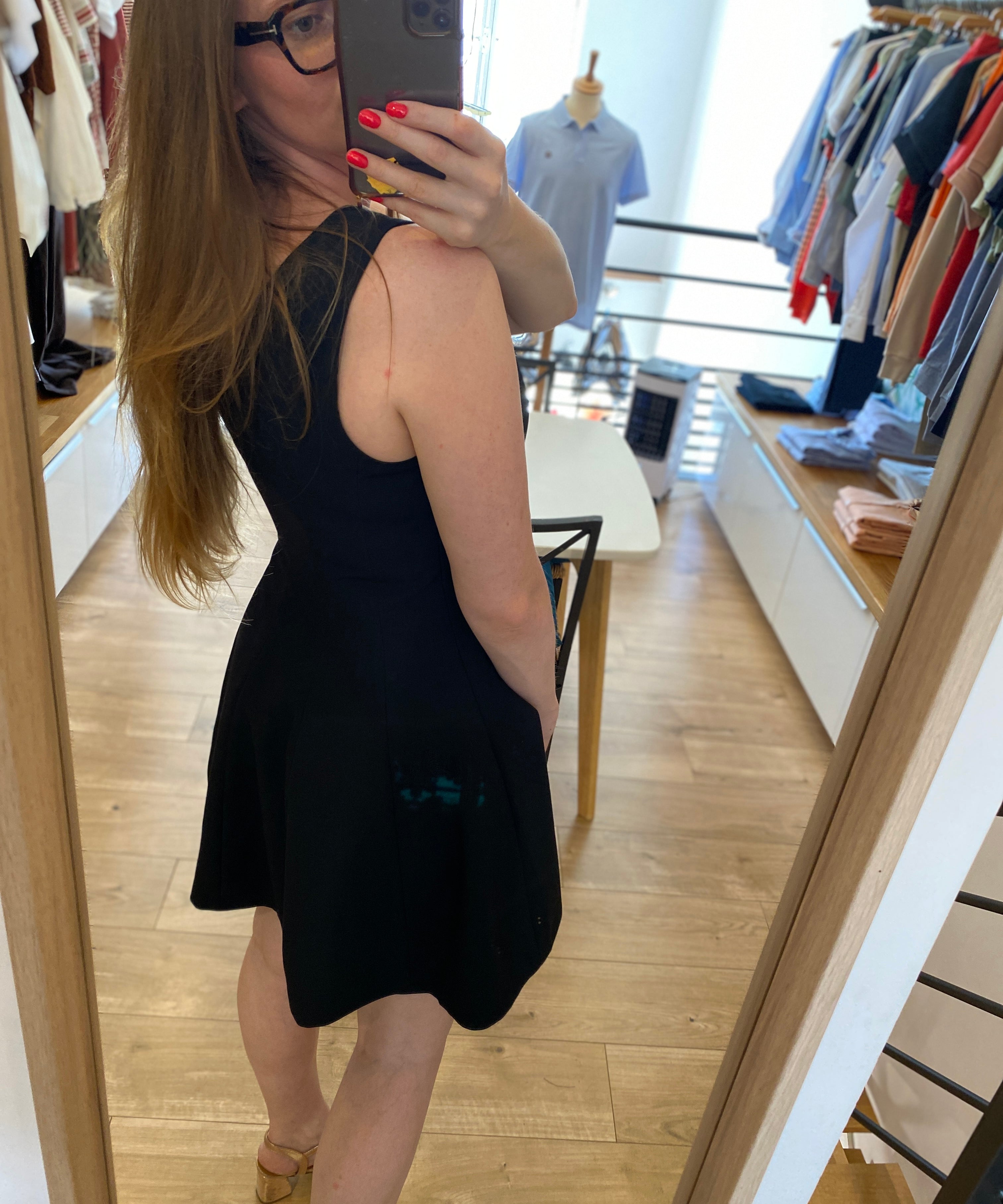 Robe courte patineuse col évasé Cuba - Noir - SUNCOO FEMME