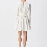 Robe courte plissée en popeline de coton B330215 - Ecru - IKKS WOMEN