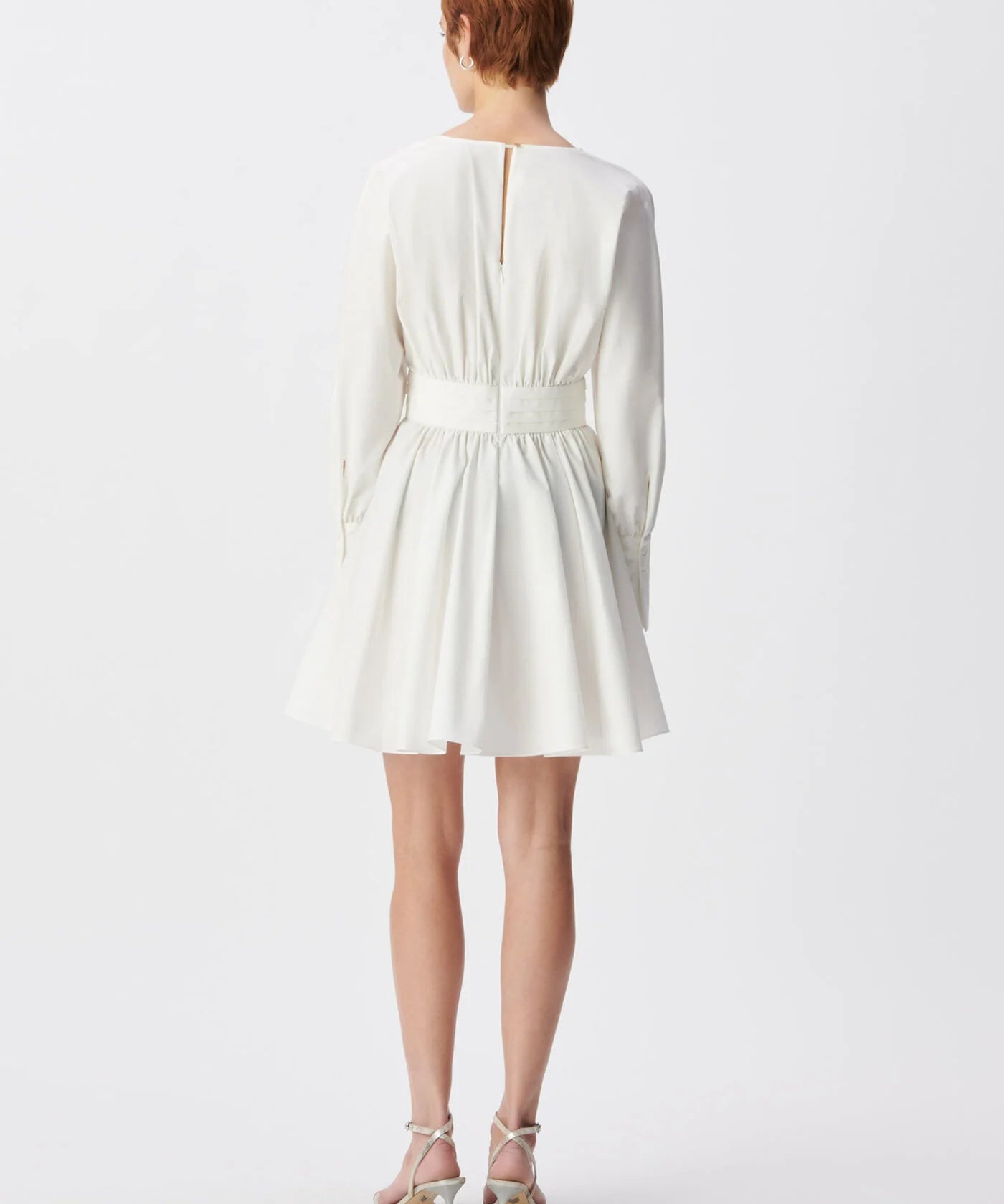 Robe courte plissée en popeline de coton B330215 - Ecru - IKKS WOMEN