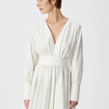 Robe courte plissée en popeline de coton B330215 - Ecru - IKKS WOMEN