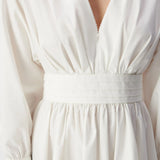 Robe courte plissée en popeline de coton B330215 - Ecru - IKKS WOMEN