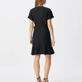 Robe courte portefeuille à volant B330185 - Noire - IKKS WOMEN