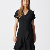 Robe courte portefeuille à volant B330185 - Noire - IKKS WOMEN