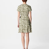 Robe courte portefeuille imprimée à nouer B330795 - Kaki - IKKS WOMEN