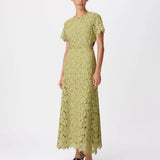 Robe de soirée longue cut-out en dentelle Herva - Vert olive - IKKS WOMEN