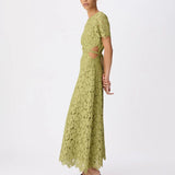 Robe de soirée longue cut-out en dentelle Herva - Vert olive - IKKS WOMEN