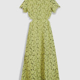 Robe de soirée longue cut-out en dentelle Herva - Vert olive - IKKS WOMEN