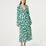 Robe fluide boutonnée sur le devant fleurie Ana - Vert - FABIENNE CHAPOT