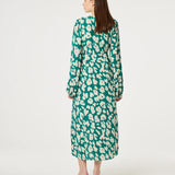 Robe fluide boutonnée sur le devant fleurie Ana - Vert - FABIENNE CHAPOT