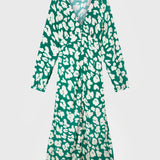 Robe fluide boutonnée sur le devant fleurie Ana - Vert - FABIENNE CHAPOT