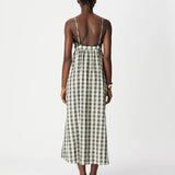 Robe longue bohème à carreaux et broderies Yvia - Ecru & Noir - IKKS WOMEN
