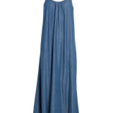 Robe maxi chambray en jean à fines bretelles Vitevira - Bleu moyen - VILA