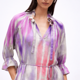Robe midi trapèze à rayures aquarelle Cosmic - Mauve - SUNCOO