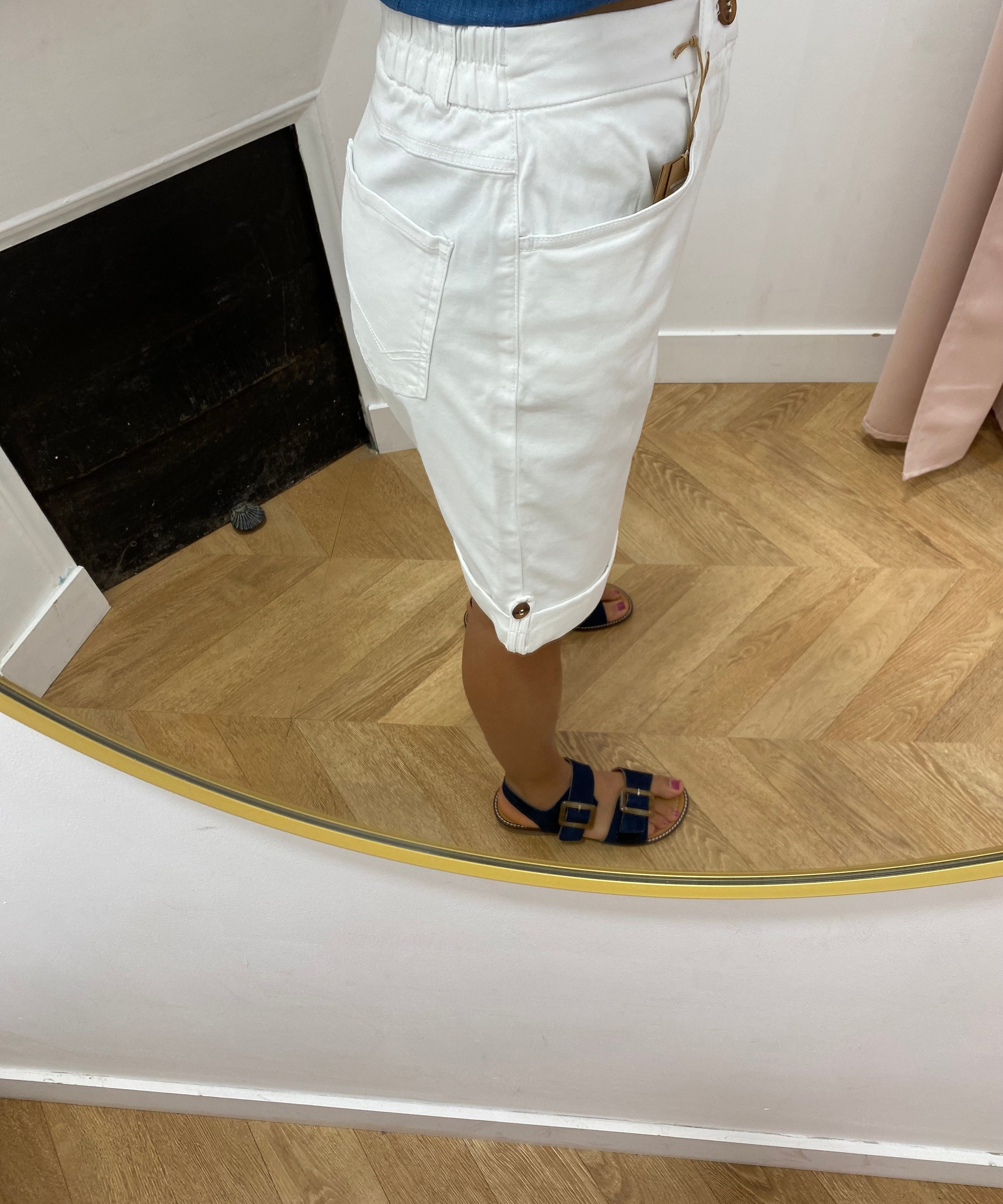 Bermuda ceinture semi-élastiquée Sintamid - Blanc - TBS FEMME