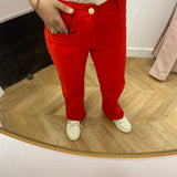 Jean flare Sonny - Rouge orange - LA PETITE ETOILE