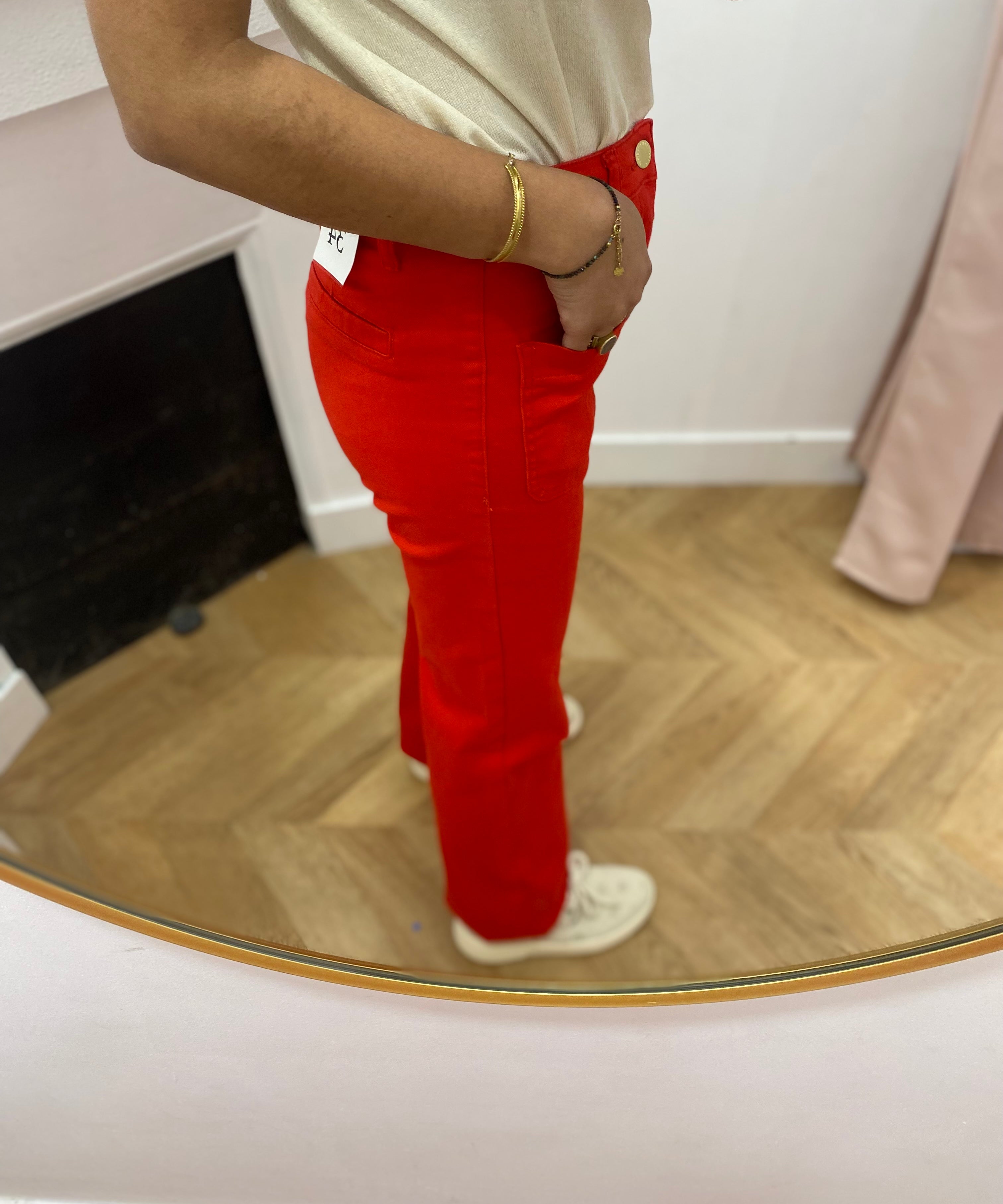 Jean flare Sonny - Rouge orange - LA PETITE ETOILE