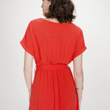 Robe longue portefeuille manches papillon avec encolure croisée Pollen - Sanguine - GRACE & MILA