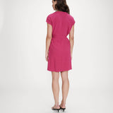 Robe courte fluide col V ceinturée Marilou - Pivoine - GRACE & MILA