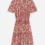 Robe courte imprimée manches bouffantes cachemire Victoire - Pêche - GRACE & MILA