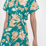 Robe courte portefeuille à fleurs Velora - Vert - GRACE & MILA