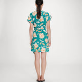 Robe courte portefeuille à fleurs Velora - Vert - GRACE & MILA