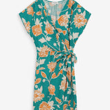Robe courte portefeuille à fleurs Velora - Vert - GRACE & MILA