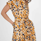 Robe chemise longue imprimée Virginia - Cognac - GRACE & MILA