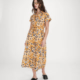 Robe chemise longue imprimée Virginia - Cognac - GRACE & MILA