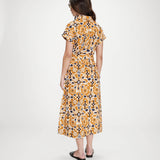 Robe chemise longue imprimée Virginia - Cognac - GRACE & MILA